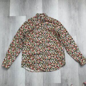 J CREW MENS DRESS SHIRT FLORAL BUTTON LONG SLEEVE POPLIN LARGE